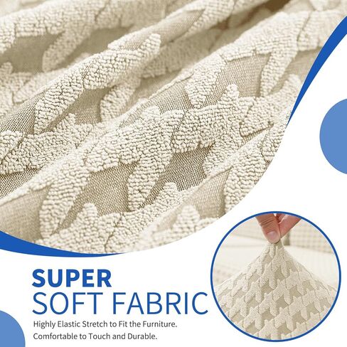 MAXIJIN 4 Pieces Stretch Couch Covers for 3 Cushion Sofa Pet Friendly Couch Cover for Dogs Washable Sofa Slipcovers Thick Soft Furniture Protector with Non Slip Strap (Beige, 71"-91") in Saudi Arabia
