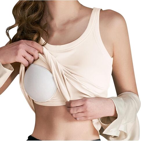 Built-in Bra Tank Tops for Women Summer Casual Padded Tanks Cotton Cami Top Crewneck Sleeveless Workout Yoga Shirts in Kuwait