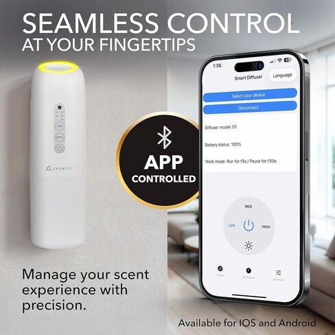 Whisper Smart Plug-in Waterless Diffuser, Essential Oil Diffuser with Bluetooth & App Control, 1000 Sq Ft Coverage, Silent Cold Air Diffuser for Home, Nursery & Office, Safe for Kids & Pets in Saudi Arabia