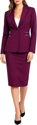 2 Piece Skirt Suit Set for Women Dressy Business Professional Outfits Long Sleeve One Button Blazer Pencil Skirt Office Work in Saudi Arabia