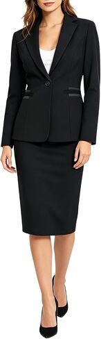 2 Piece Skirt Suit Set for Women Dressy Business Professional Outfits Long Sleeve One Button Blazer Pencil Skirt Office Work in Kuwait