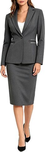 2 Piece Skirt Suit Set for Women Dressy Business Professional Outfits Long Sleeve One Button Blazer Pencil Skirt Office Work in Kuwait