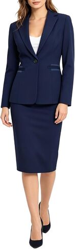 2 Piece Skirt Suit Set for Women Dressy Business Professional Outfits Long Sleeve One Button Blazer Pencil Skirt Office Work in Kuwait