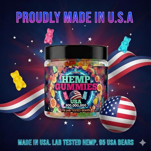 Hemp Gummies for Adults - Hemp Oil Infused, Tasty Fruit Flavor Gummy Bear Edibles, Non-Habit Forming - Calm, Peace and Relaxation - Made in USA-95 Count in Saudi Arabia