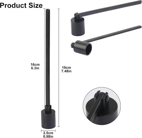 7 Pack 8 inch Black Candle Snuffer Bulk, Long Handle Stainless Steel Polished Candle Snuffer for Candle Lovers in Kuwait