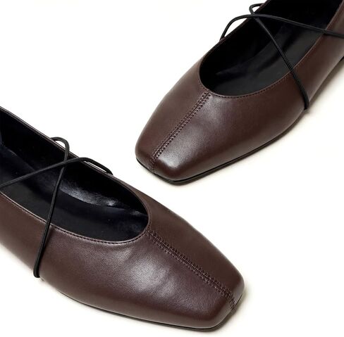 Womens Ballet Flats Black Square Toe Flats with Criss Cross Strap Comfortable Dress Shoes for Office Work Casual in Kuwait
