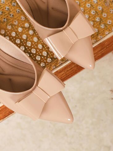 Women's Patent Leather Pointed Toe Flats - Comfortable Bow Knot Slip On Shoes, Casual Dress Ballet Flats for Office, Wedding, Daily Wear, Multiple Colors in Saudi Arabia