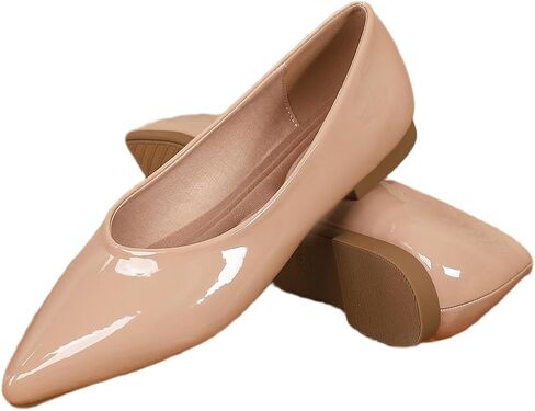 Women's Patent Leather Pointed Toe Flats - Comfortable Bow Knot Slip On Shoes, Casual Dress Ballet Flats for Office, Wedding, Daily Wear, Multiple Colors in Saudi Arabia