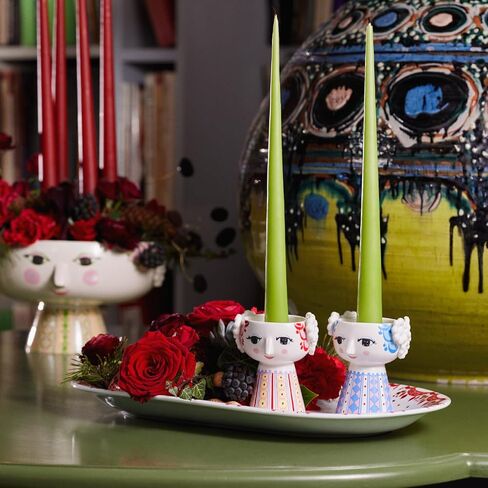 Bjørn Wiinblad Eva Candleholder | Hand-Painted Glazed Ceramic | Blue | 3.7 in in Saudi Arabia