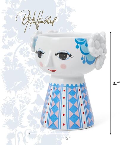 Bjørn Wiinblad Eva Candleholder | Hand-Painted Glazed Ceramic | Blue | 3.7 in in Saudi Arabia