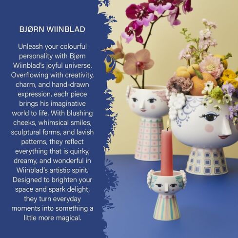 Bjørn Wiinblad Eva Candleholder | Hand-Painted Glazed Ceramic | Blue | 3.7 in in Saudi Arabia