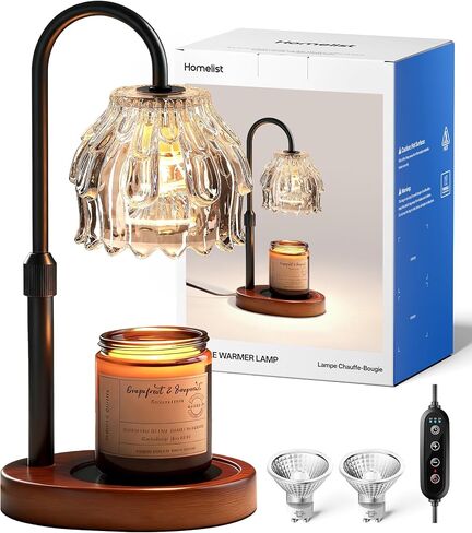Homelist Candle Warmer Lamp with Timer Dimmer, Electric Wax Melter Warmer for Women/Sister/Mom, Flower Candle Warmer Adjustable with 2 Gu10 Bulbs, Gifts for Birthday/Mother Day, Home Decor in Saudi Arabia