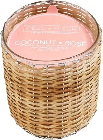 Blue Seaside Scented Candle – 12oz Luxury Soy Wax, 2-Wick in Handwoven Glass Jar, with Citrus, Coconut, Amber, Musk & Sandalwood. 75+ Hour Clean Burn, Made in USA in Saudi Arabia