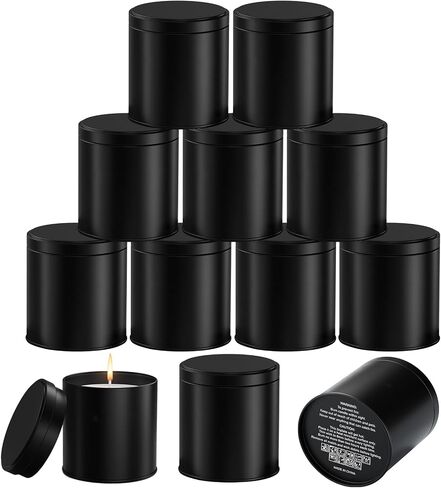 12 Pack 10 oz Candle Tins with Lids – Empty Candle cans for Candle Making, Black Decorative Candle Tins with Inspirational Quotes, Metal Candle Containers Making Supplies for Home DIY & Small Business in Saudi Arabia