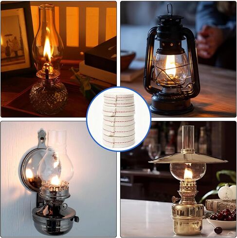 6 Rolls Cotton Oil Lamp Wicks (39 Feet), Includes 3 Sizes 1/2'' 3/4'' 7/8'' Inch, 6.6 Feet Per Roll Replacement Oil Lanterns Wick for Oil Lamps and Oil Burners in Kuwait