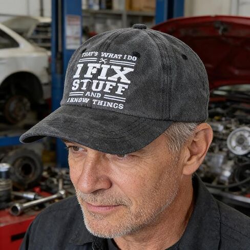 قبعة بيسبول مضحكة I Fix Stuff I Know Things، هدية لذكرى عيد ميلاد أبي العامل الماهر والجير هيد تيك in Kuwait