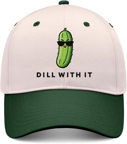 Dill with It Pickle Hats, Funny Embroidered Adjustable Baseball Caps for Men Women,Novelty Green Snapback Hat in Saudi Arabia