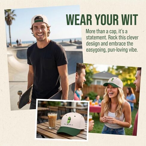 Dill with It Pickle Hats, Funny Embroidered Adjustable Baseball Caps for Men Women,Novelty Green Snapback Hat in Saudi Arabia