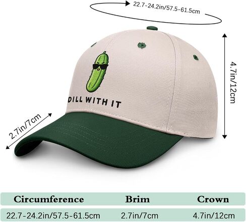 Dill with It Pickle Hats, Funny Embroidered Adjustable Baseball Caps for Men Women,Novelty Green Snapback Hat in Saudi Arabia
