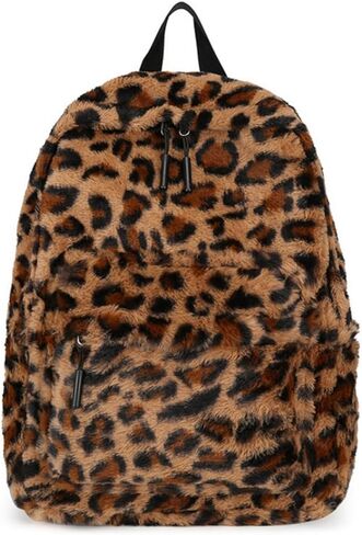 Small Leopard Backpack for Women Men Fluffy y2k Back Pack Fashion Cheetah Daypack 90s Retro Leopard Print Rucksack Carry Bag in Saudi Arabia