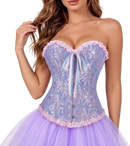 Zhitunemi Black Corset Top for Women Pirate Corsets Shapewear Steampunk Corset Overbust in Saudi Arabia
