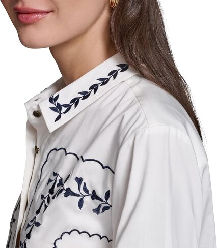 Karl Lagerfeld Women's Short Sleeve Floral Embroidery Blouse in Kuwait