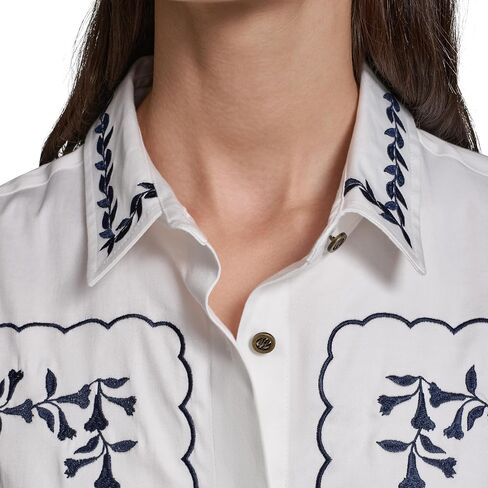 Karl Lagerfeld Women's Short Sleeve Floral Embroidery Blouse in Kuwait