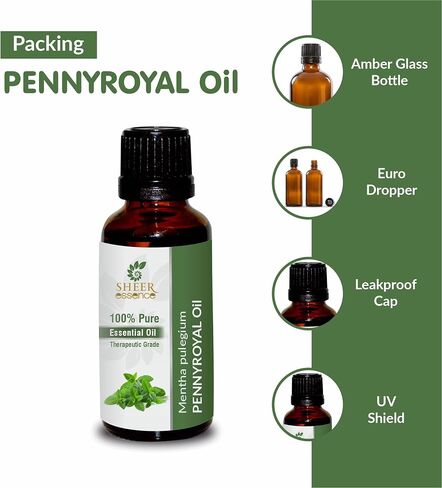 زيت Pennyroyal (Mentha Pulegium) زيت أساسي 100% زيت طبيعي نقي غير مخفف وغير مقطوع بدرجة علاجية 0.33 FL.OZ in Kuwait