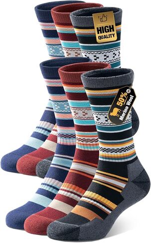PULIOU Merino Wool Hiking Socks for Men Women, 3 Pairs Lightweight Breathable Hiking Socks with Seamless Toe and Arch Support in Saudi Arabia