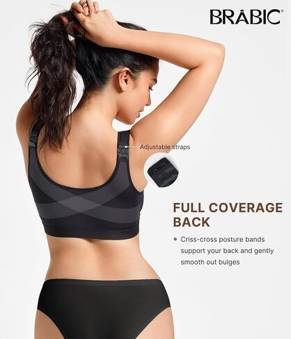 BRABIC Front Closure Bras for Women Compression Surgical Bra No Underwire Full Coverage Wireless Bralette, Black, S in Saudi Arabia