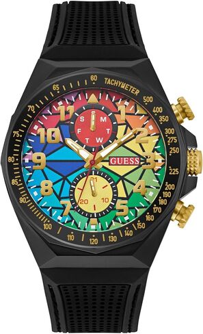 ساعة GUESS Rainbow Mosaic وSilicon Black Chronograph in Kuwait