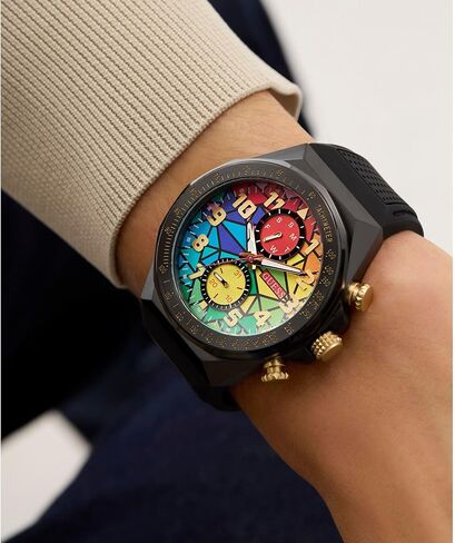 ساعة GUESS Rainbow Mosaic وSilicon Black Chronograph in Kuwait