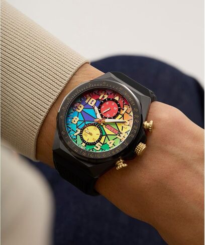 ساعة GUESS Rainbow Mosaic وSilicon Black Chronograph in Kuwait