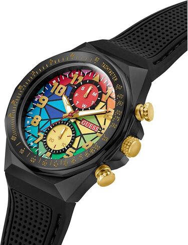 ساعة GUESS Rainbow Mosaic وSilicon Black Chronograph in Kuwait