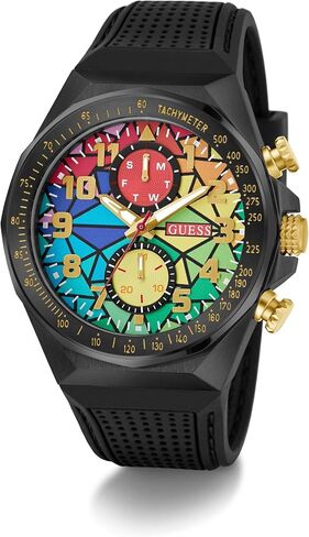 ساعة GUESS Rainbow Mosaic وSilicon Black Chronograph in Kuwait