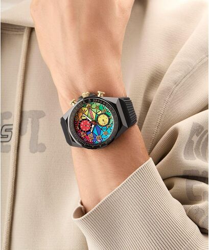 ساعة GUESS Rainbow Mosaic وSilicon Black Chronograph in Kuwait