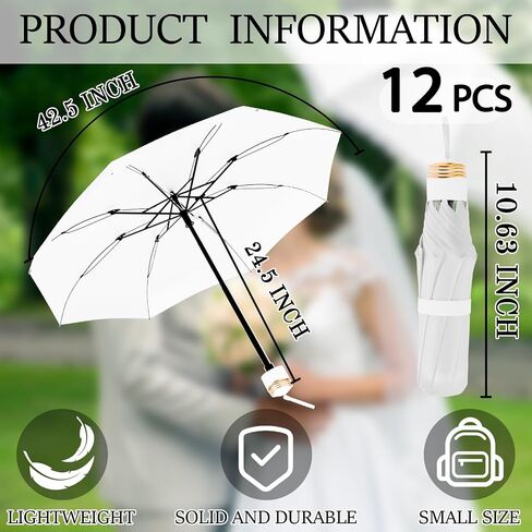 12 Pcs Wedding Umbrella for Guests, Foldable Bridal White Umbrellas Bulk in Saudi Arabia