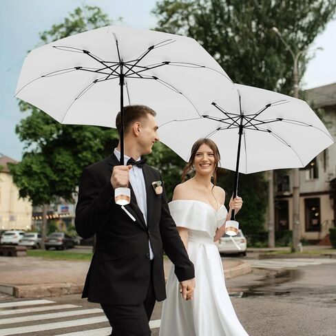 12 Pcs Wedding Umbrella for Guests, Foldable Bridal White Umbrellas Bulk in Saudi Arabia