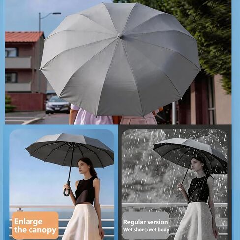 Windproof Umbrella, Compact Reverse Folding with Carabiner Handle, UV & Rain Protection Travel Umbrella for Women Men Daily Commute in Saudi Arabia