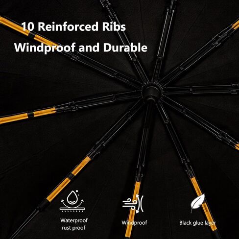 Windproof Umbrella, Compact Reverse Folding with Carabiner Handle, UV & Rain Protection Travel Umbrella for Women Men Daily Commute in Saudi Arabia