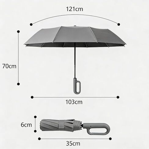 Windproof Umbrella, Compact Reverse Folding with Carabiner Handle, UV & Rain Protection Travel Umbrella for Women Men Daily Commute in Saudi Arabia
