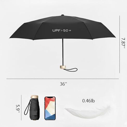 Windproof Mini Travel Folding Umbrella, UPF 50+ Sun & Rain Protection, Compact Lightweight, Eco-Friendly Fabric Wallet Umbrella Fits in Pocket Purse Backpack for Men Women Kids in Saudi Arabia