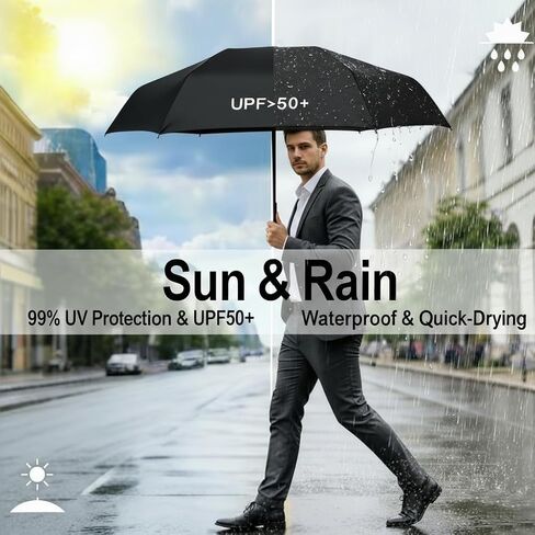 Windproof Mini Travel Folding Umbrella, UPF 50+ Sun & Rain Protection, Compact Lightweight, Eco-Friendly Fabric Wallet Umbrella Fits in Pocket Purse Backpack for Men Women Kids in Saudi Arabia