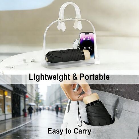 Windproof Mini Travel Folding Umbrella, UPF 50+ Sun & Rain Protection, Compact Lightweight, Eco-Friendly Fabric Wallet Umbrella Fits in Pocket Purse Backpack for Men Women Kids in Saudi Arabia