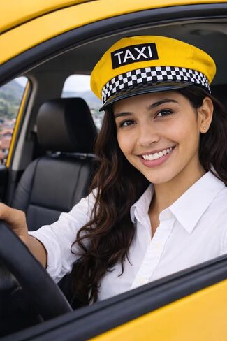 Yellow Taxi Driver Hat | Cabs Drivers Hat | Chauffeur Drivers Caps | Cabbie Hats | Retro NYC Driving Caps | Taxi Driver Costume Accessories | Driving Costume Accessory | 5" x 10" | Adjustable | Unisex in Kuwait