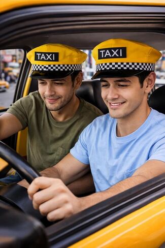 Yellow Taxi Driver Hat | Cabs Drivers Hat | Chauffeur Drivers Caps | Cabbie Hats | Retro NYC Driving Caps | Taxi Driver Costume Accessories | Driving Costume Accessory | 5" x 10" | Adjustable | Unisex in Kuwait