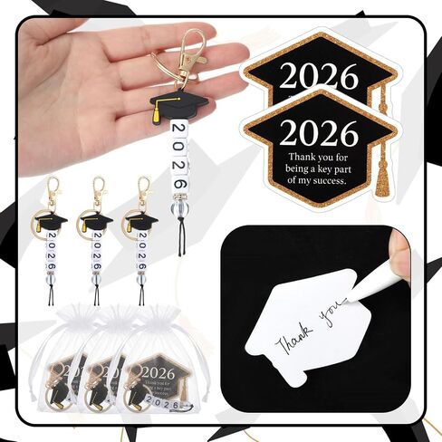 Nosiny 36 Pcs 2026 Graduation Gift Keychain Class of 2026 Set of 12 Beaded Keychains with Graduation Cap Thank You Owl Cards in Organza Bags, Senior Gifts, Teacher Appreciation in Kuwait