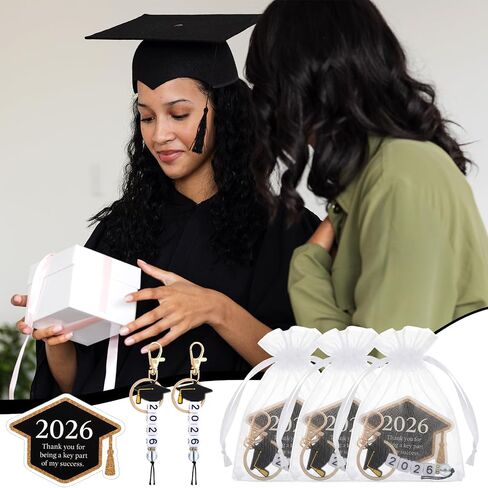 Nosiny 36 Pcs 2026 Graduation Gift Keychain Class of 2026 Set of 12 Beaded Keychains with Graduation Cap Thank You Owl Cards in Organza Bags, Senior Gifts, Teacher Appreciation in Kuwait
