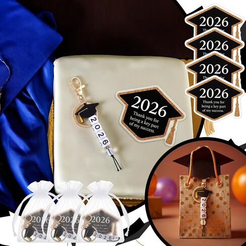 Nosiny 36 Pcs 2026 Graduation Gift Keychain Class of 2026 Set of 12 Beaded Keychains with Graduation Cap Thank You Owl Cards in Organza Bags, Senior Gifts, Teacher Appreciation in Kuwait