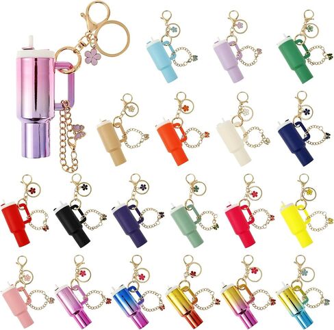 20 PCS Mini Tumbler Keychain for Stanley Cup, Chapstick Holder Key Chain 1.18 x 3.74 In Bag Charms for Women Men Hold 0.8x3In in Saudi Arabia